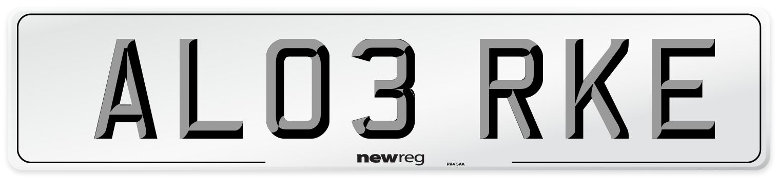AL03 RKE Number Plate from New Reg